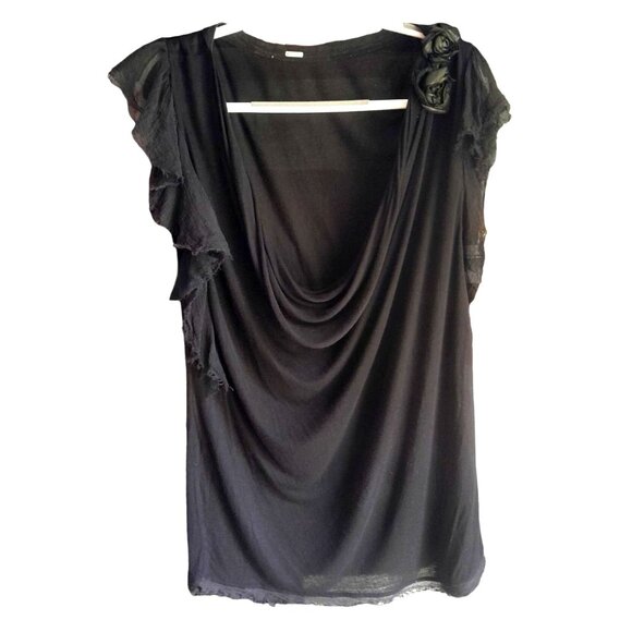 Valentino Couture Elegant Romantic Evening Tulle Flutter Sleeve Flowy XL Top - Picture 2 of 15